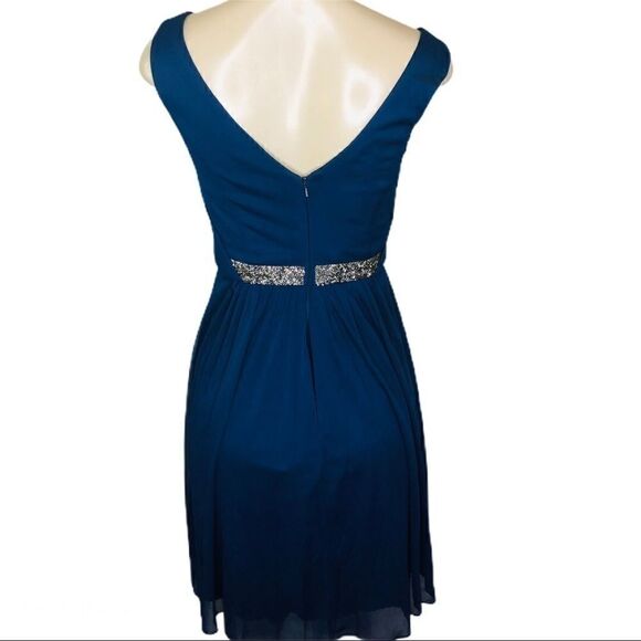 David’s Bridal blue beaded Mesh Dress - Picture 2 of 9